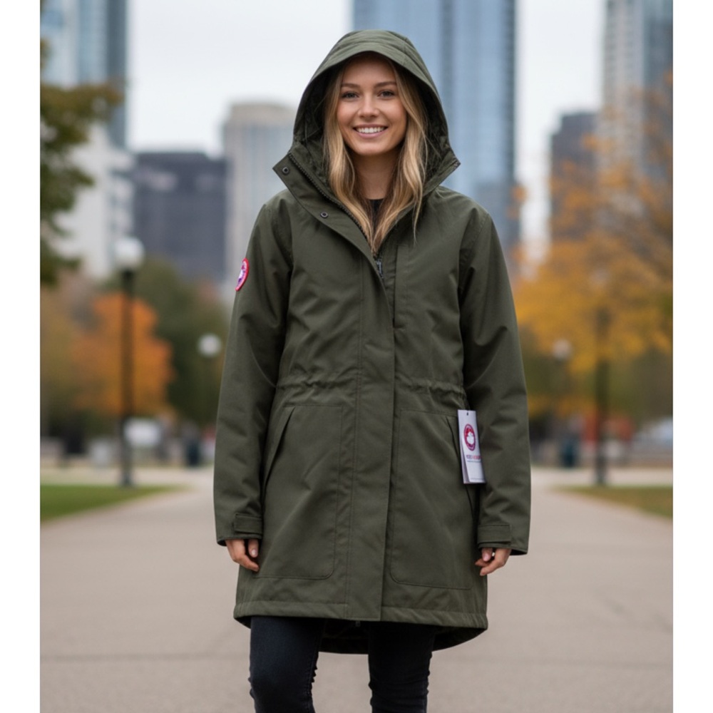 NWT Canada Weather Gear  Large Green Hooded Rain Jacket DryGear Performance L